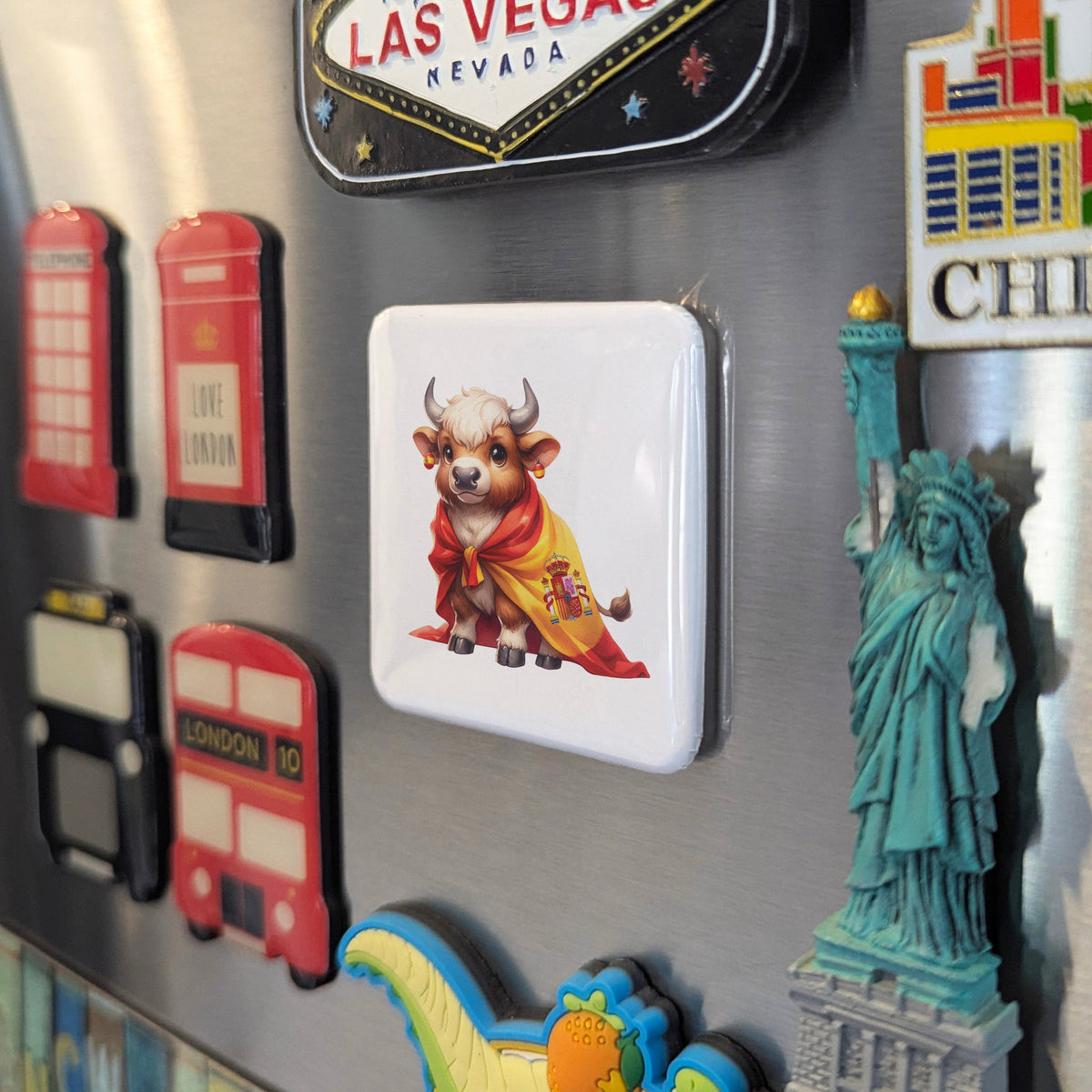 Spain Magnet | Toro Bravo on the Spanish Flag and the Soul of Iberian Tradition | 2x2 | Made in Canada