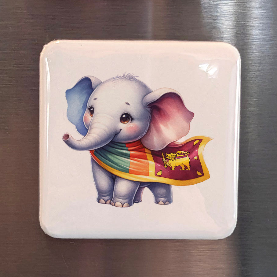 Sri Lanka Asia Magnet | Sri Lankan Elephant Sacred Giant of the Teardrop Isle | 2x2 | Made in Canada