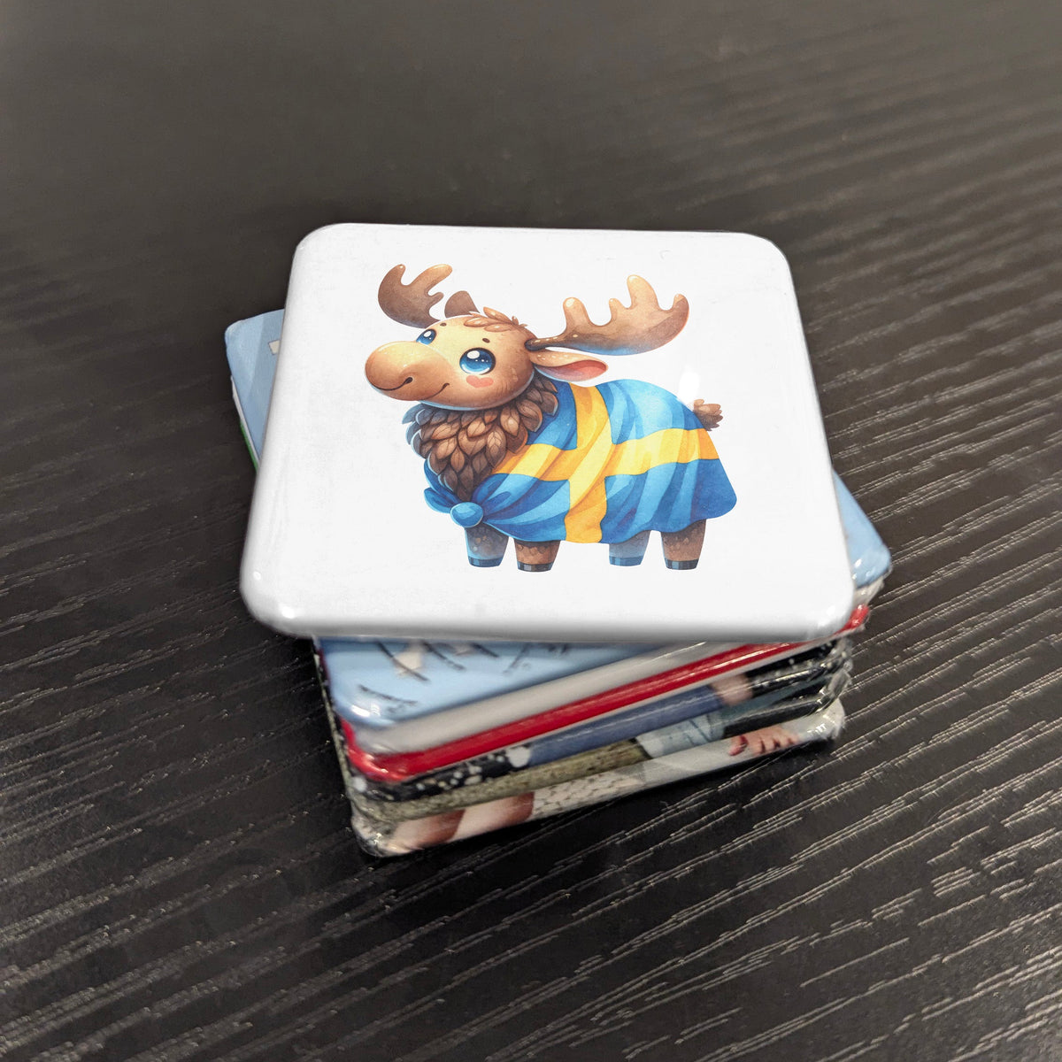Sweden Magnet | Swedish Moose on the Flag and the King of the Scandinavian Forest | 2x2 | Made in Canada