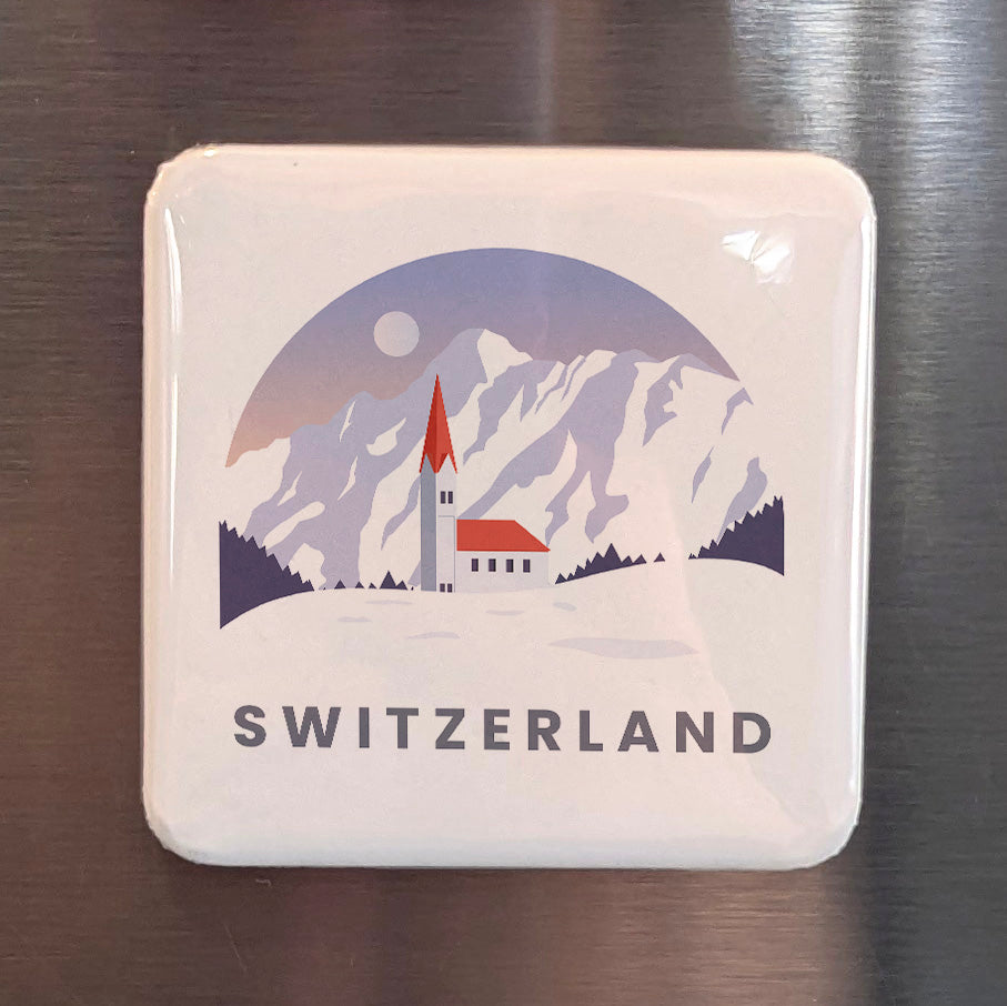 Switzerland Magnet | Land of the Alps, Watches, and the Heart of Europe | 2x2 | Made in Canada