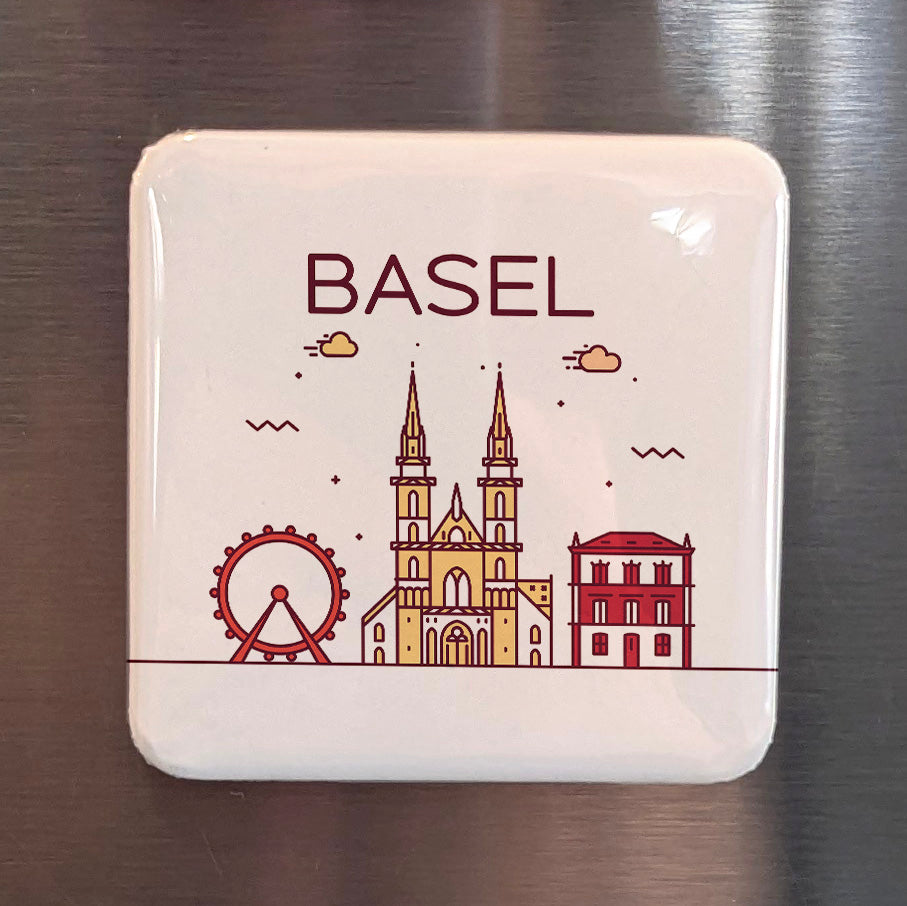 Basel Switzerland Magnet | Art Capital on the Rhine and Gateway Between Three Nations | 2x2 | Made in Canada