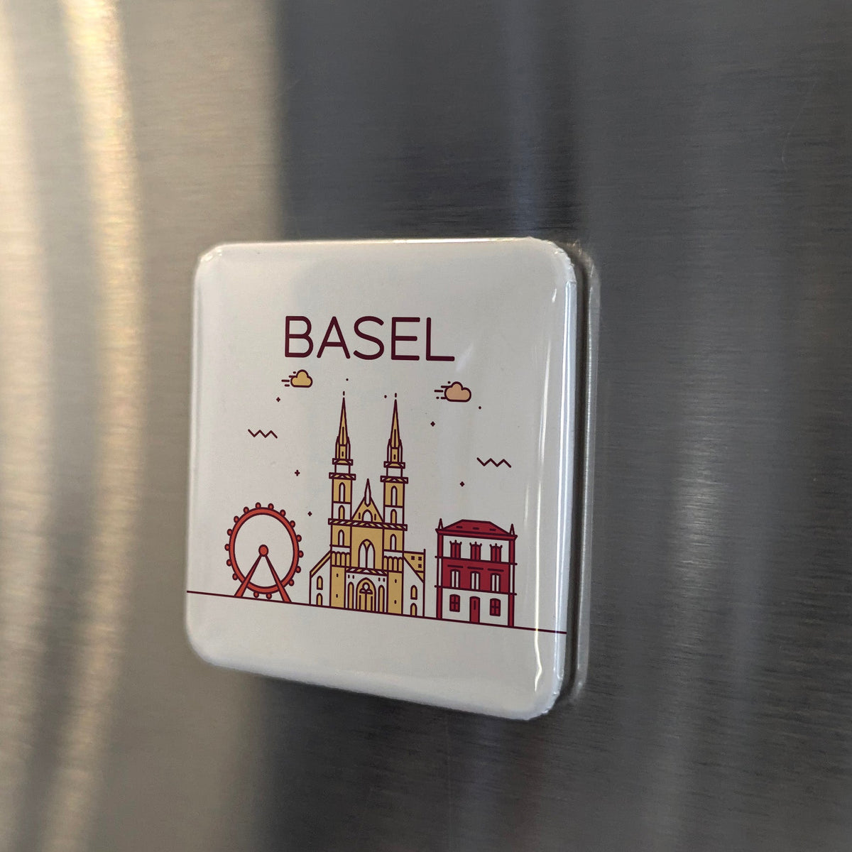 Basel Switzerland Magnet | Art Capital on the Rhine and Gateway Between Three Nations | 2x2 | Made in Canada