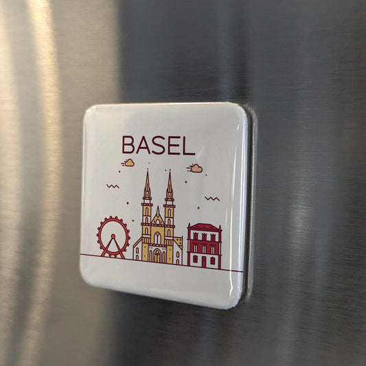 Basel Switzerland Magnet | Art Capital on the Rhine and Gateway Between Three Nations | 2x2 | Made in Canada - PhiloPerse