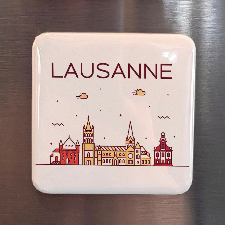 Lausanne Switzerland Magnet | Olympic Capital on Lake Geneva and City of the Cathedral | 2x2 | Made in Canada