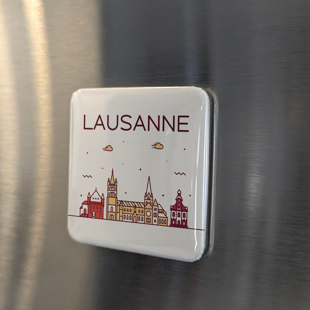 Lausanne Switzerland Magnet | Olympic Capital on Lake Geneva and City of the Cathedral | 2x2 | Made in Canada