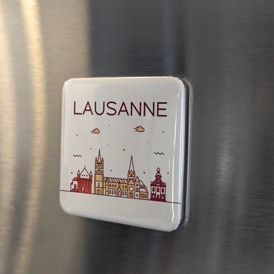Lausanne Switzerland Magnet | Olympic Capital on Lake Geneva and City of the Cathedral | 2x2 | Made in Canada - PhiloPerse