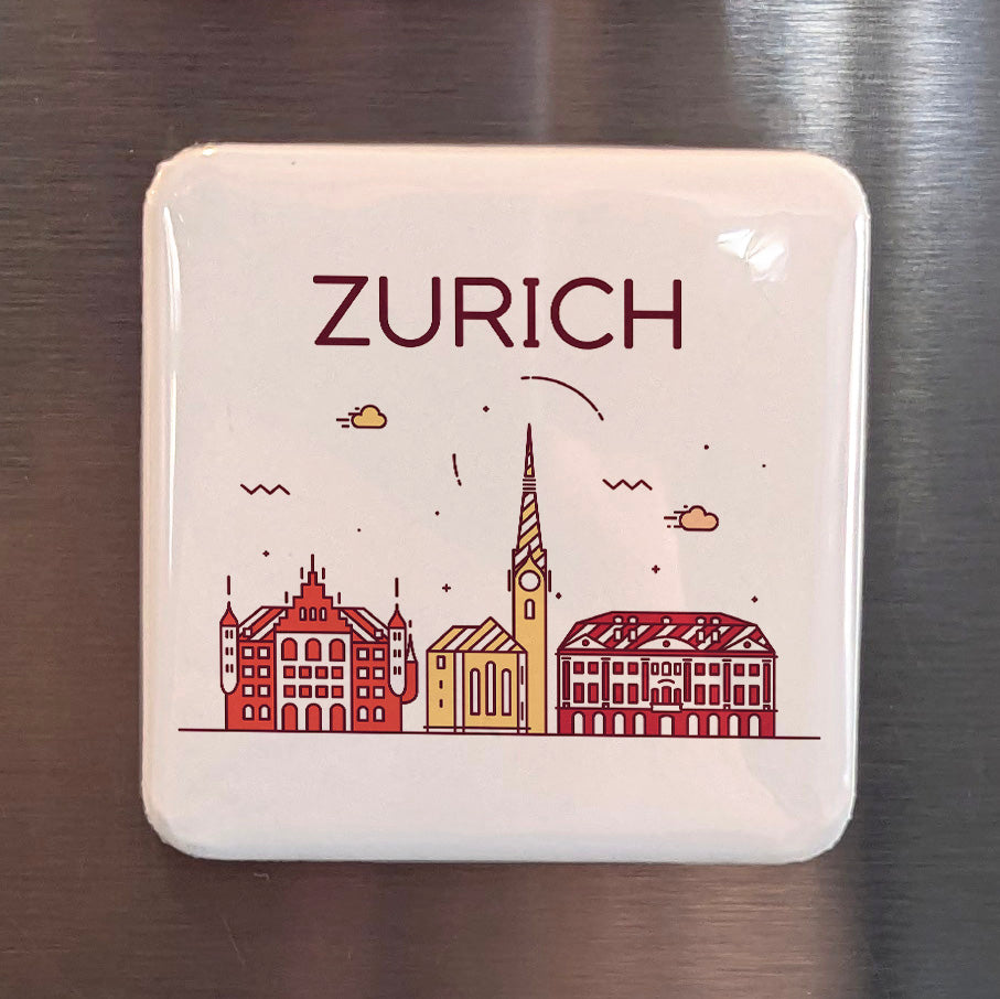 Zurich Switzerland Magnet | Financial Capital on the Lake and City of the Reformation | 2x2 | Made in Canada