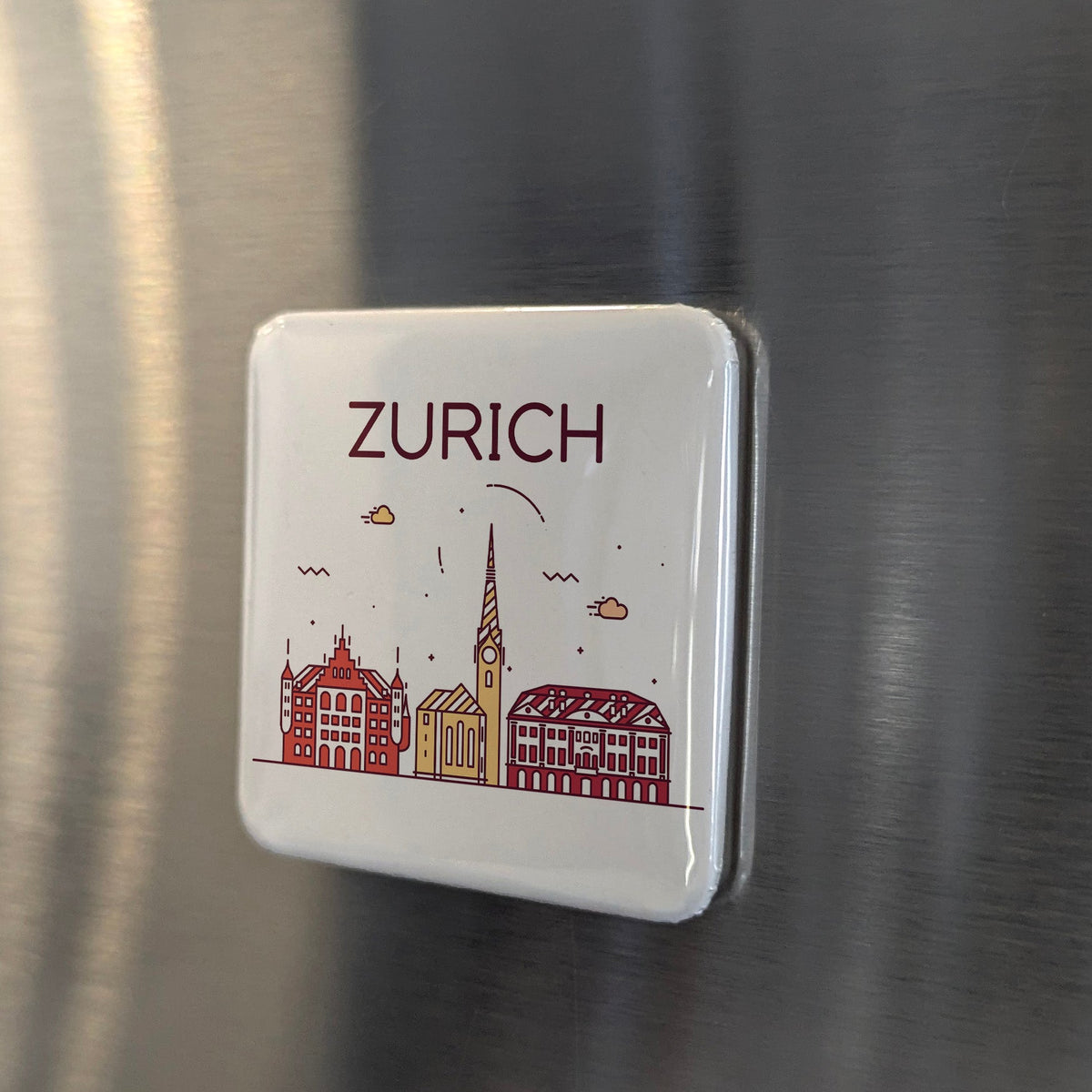 Zurich Switzerland Magnet | Financial Capital on the Lake and City of the Reformation | 2x2 | Made in Canada