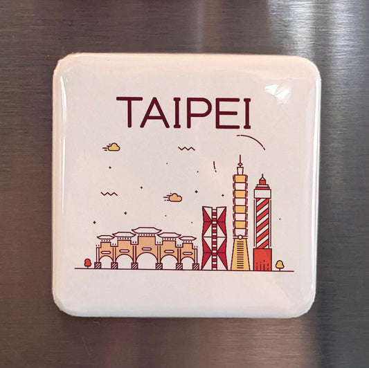 Taipei Taiwan Aimant d'Asie | Capitale de l'Île au silicium Taipei 101 | 5x5 cm | Fabriqué au Canada