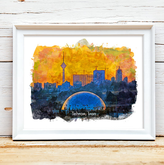 Tehran Skyline Dusk, Iran, Art Print | 8×10 | Made in Canada - PhiloPerse