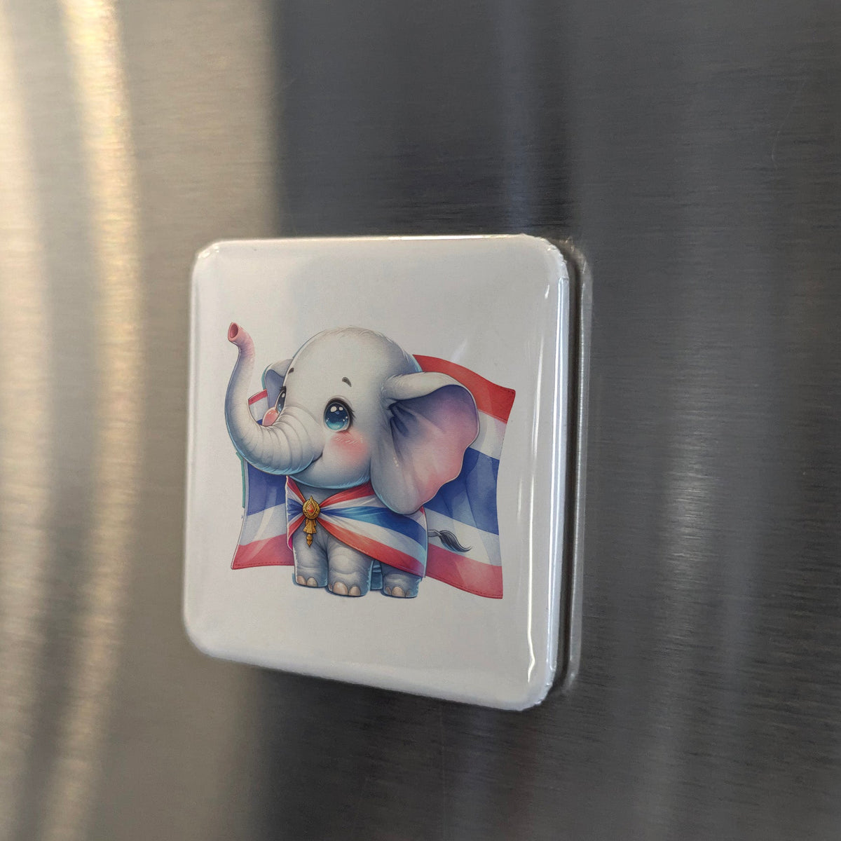 Thailand Asia Magnet | Thai Elephant Sacred White Elephant of the Kingdom of Siam | 2x2 | Made in Canada