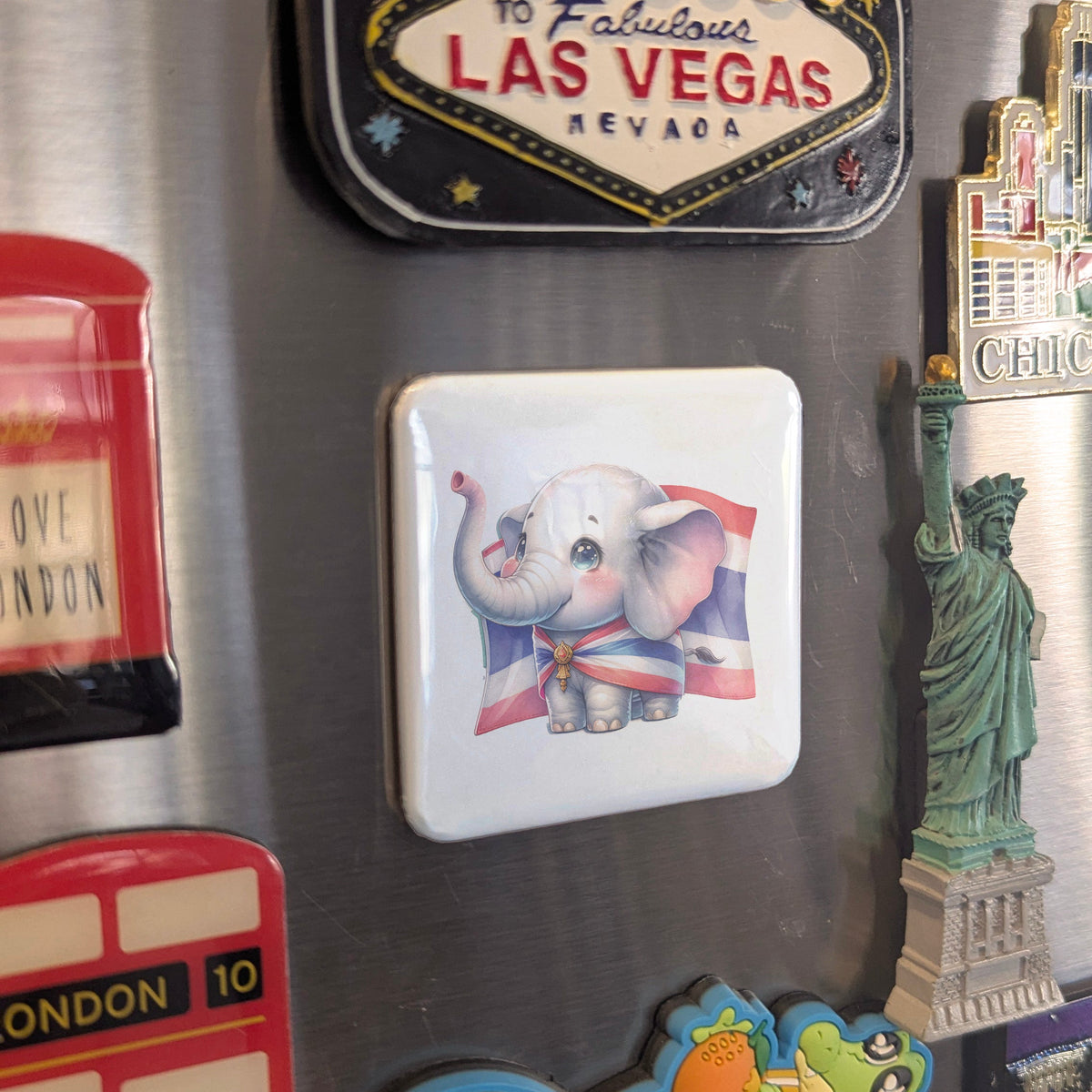 Thailand Asia Magnet | Thai Elephant Sacred White Elephant of the Kingdom of Siam | 2x2 | Made in Canada