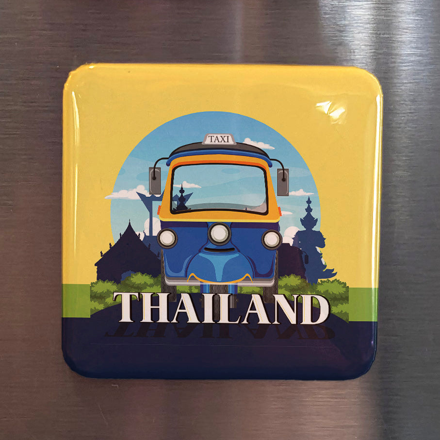 Thailand Asia Magnet | Tuk Tuk Three-Wheeled Icon of the Bangkok Streets | 2x2 | Made in Canada