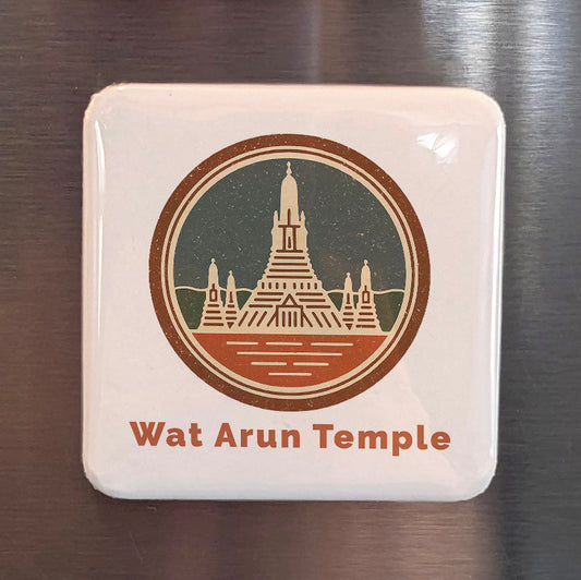 Aimant Thaïlande Asie | Temple Wat Arun de l'Aube sur le Chao Phraya | 2x2 | Fabriqué au Canada