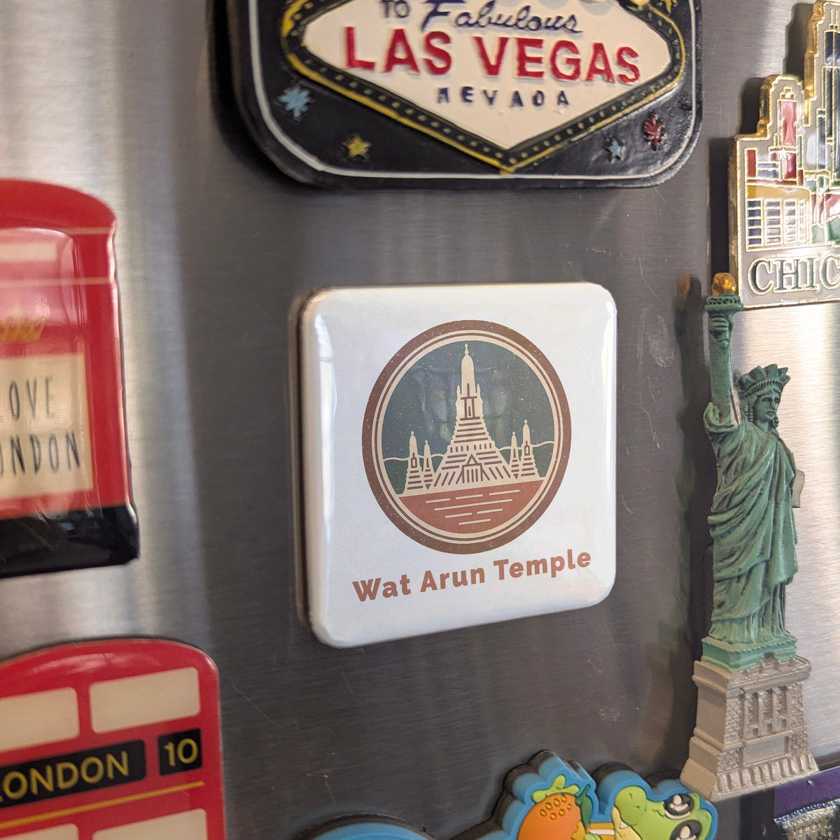 Thailand Asia Magnet | Wat Arun Temple of Dawn on the Chao Phraya | 2x2 | Made in Canada