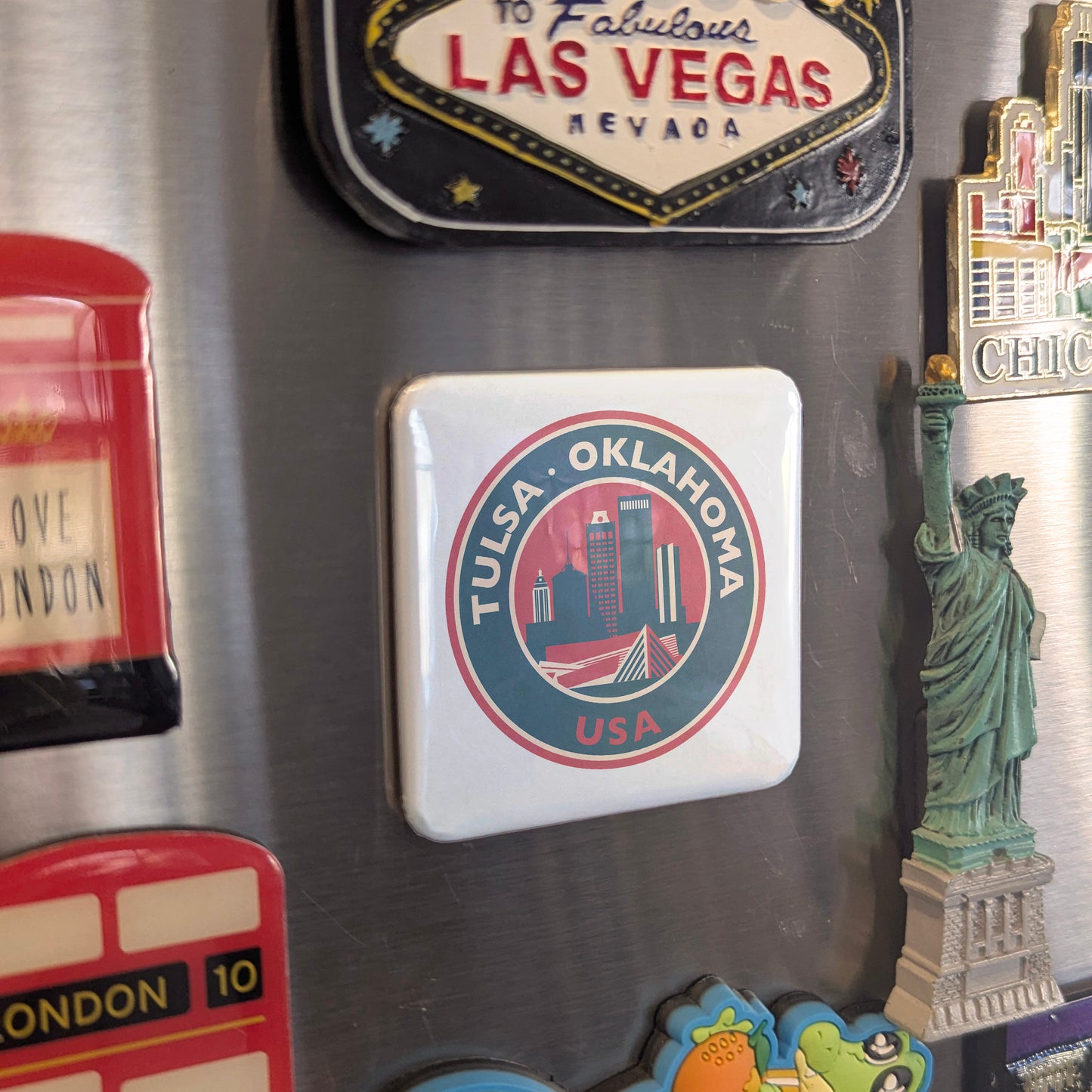 Tulsa Oklahoma Magnet | Skyline on the Arkansas | 2×2 | Made in Canada - PhiloPerse
