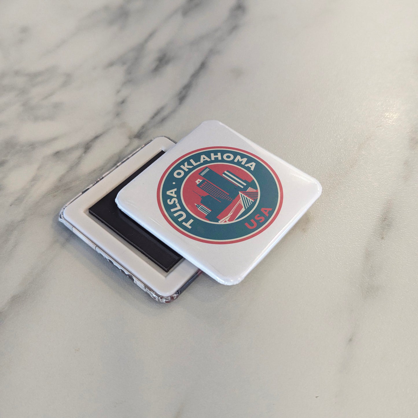 Tulsa Oklahoma Magnet | Skyline on the Arkansas | 2×2 | Made in Canada - PhiloPerse