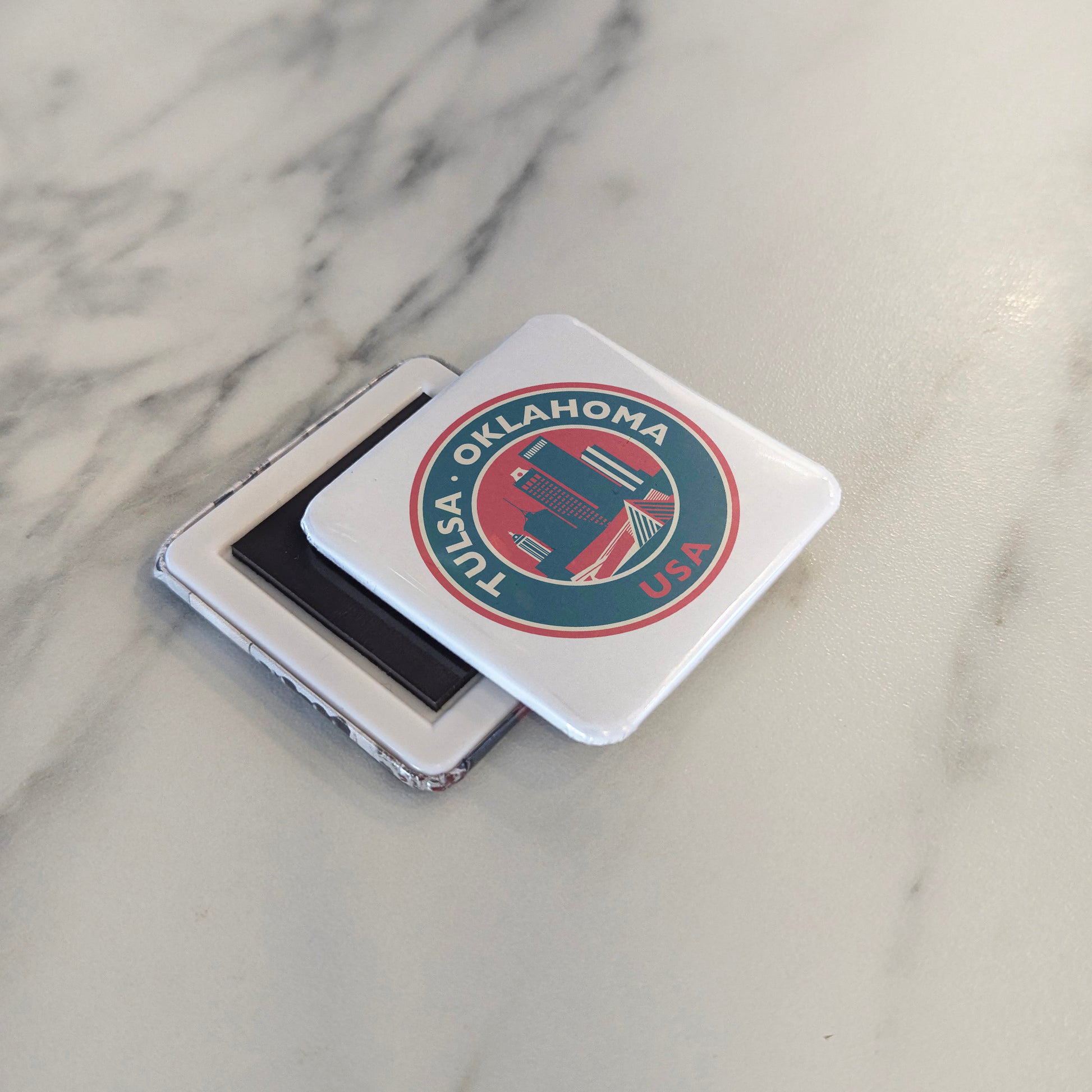 Tulsa Oklahoma Magnet | Skyline on the Arkansas | 2×2 | Made in Canada - PhiloPerse