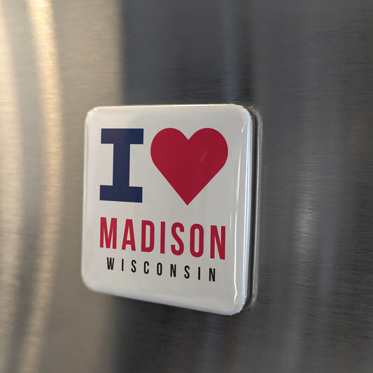 Madison Wisconsin Magnet | City of Four Lakes | 2×2 | Made in Canada - PhiloPerse