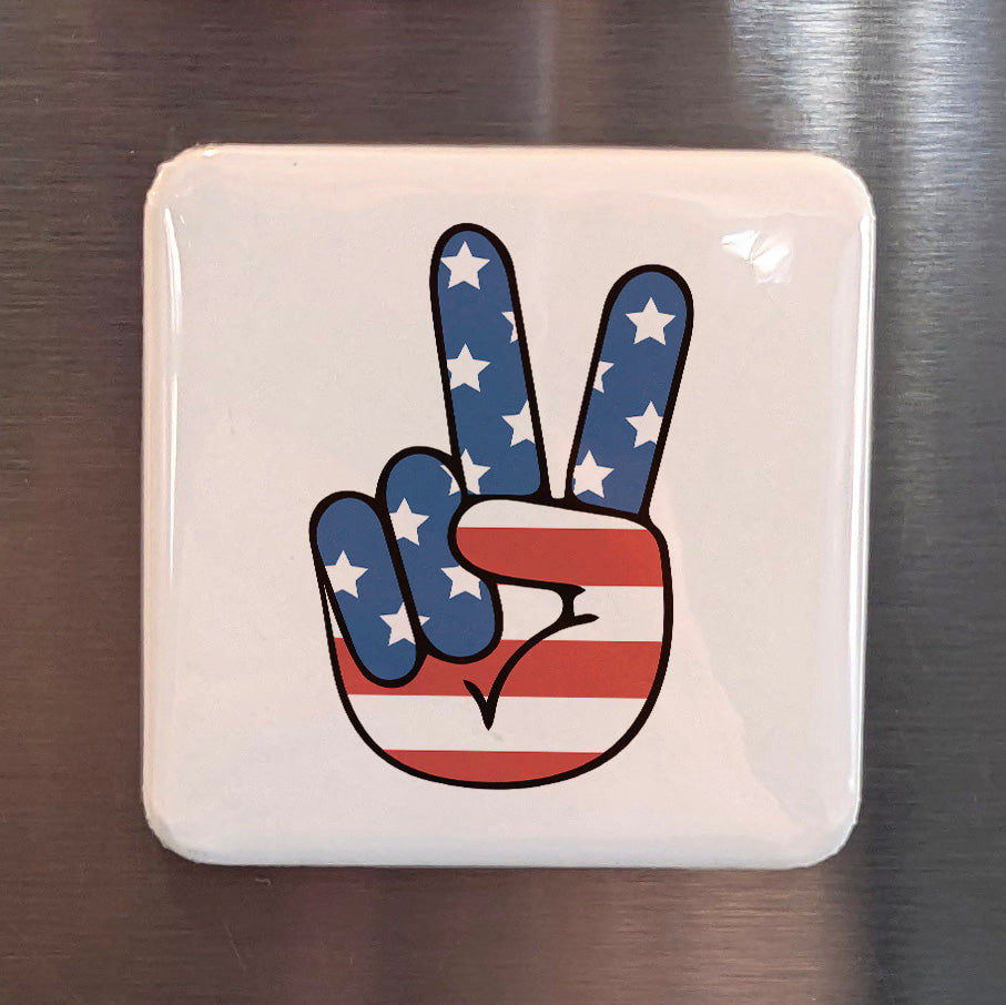 USA Magnet | American Flag Victory Sign | 2×2 | Made in Canada - PhiloPerse