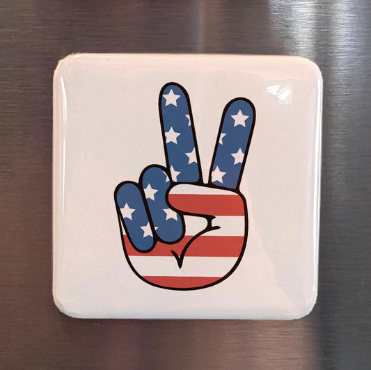 USA Magnet | American Flag Victory Sign | 2×2 | Made in Canada - PhiloPerse