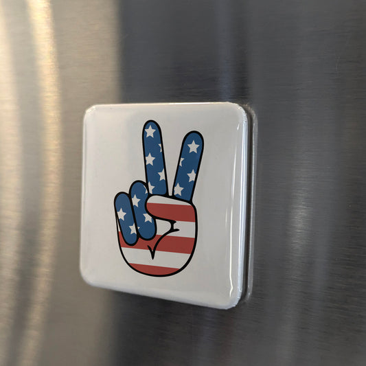 USA Magnet | American Flag Victory Sign | 2×2 | Made in Canada - PhiloPerse