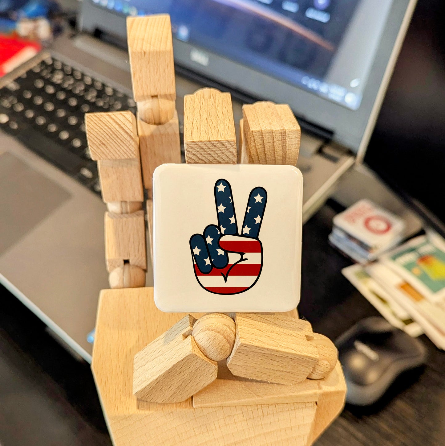 USA Magnet | American Flag Victory Sign | 2×2 | Made in Canada - PhiloPerse