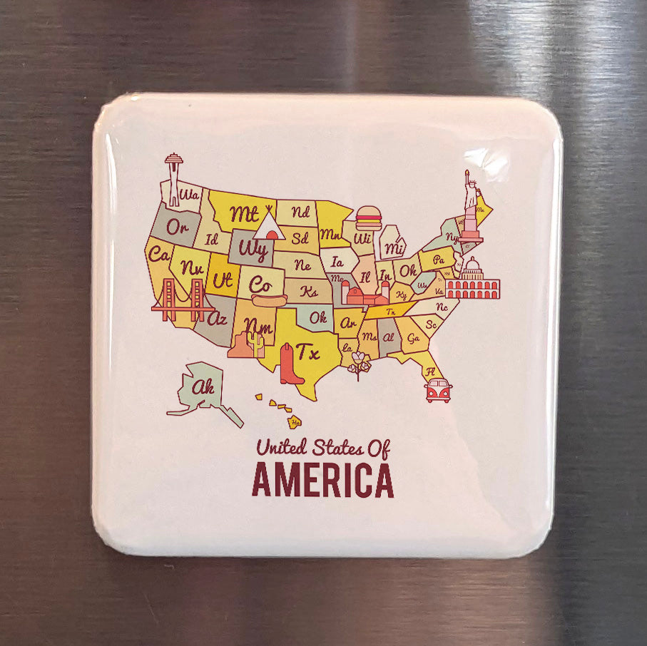 USA Map Magnet | All 50 States | 2×2 | Made in Canada - PhiloPerse