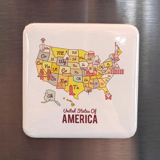 USA Map Magnet | All 50 States | 2×2 | Made in Canada - PhiloPerse