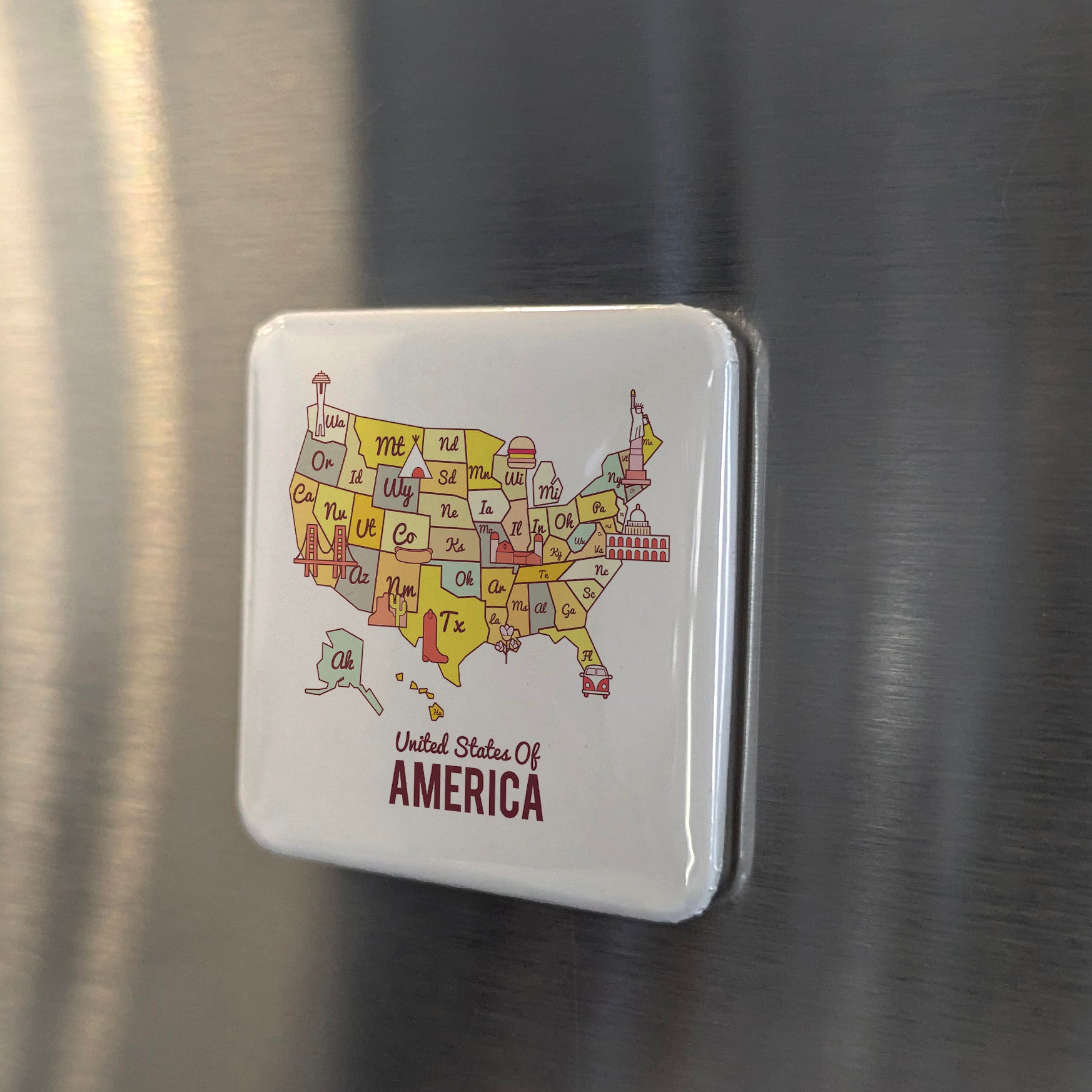 USA Map Magnet | All 50 States | 2×2 | Made in Canada - PhiloPerse