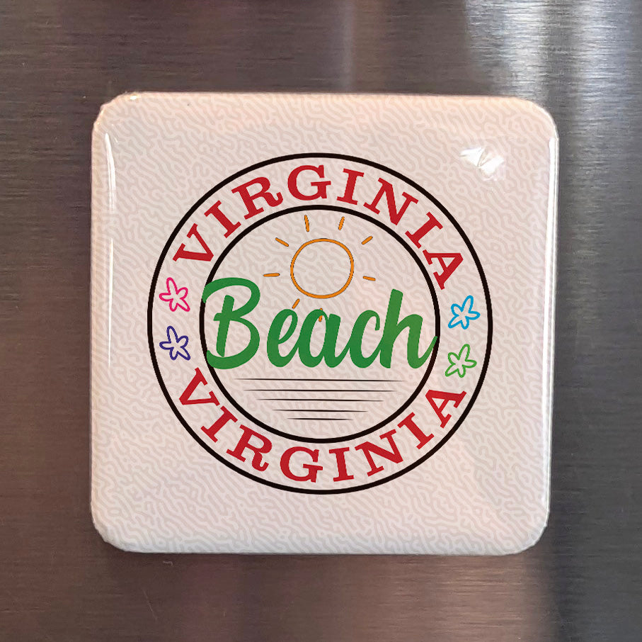 Virginia Beach Virginia Magnet | Sunny Boardwalk Town | 2×2 | Made in Canada - PhiloPerse
