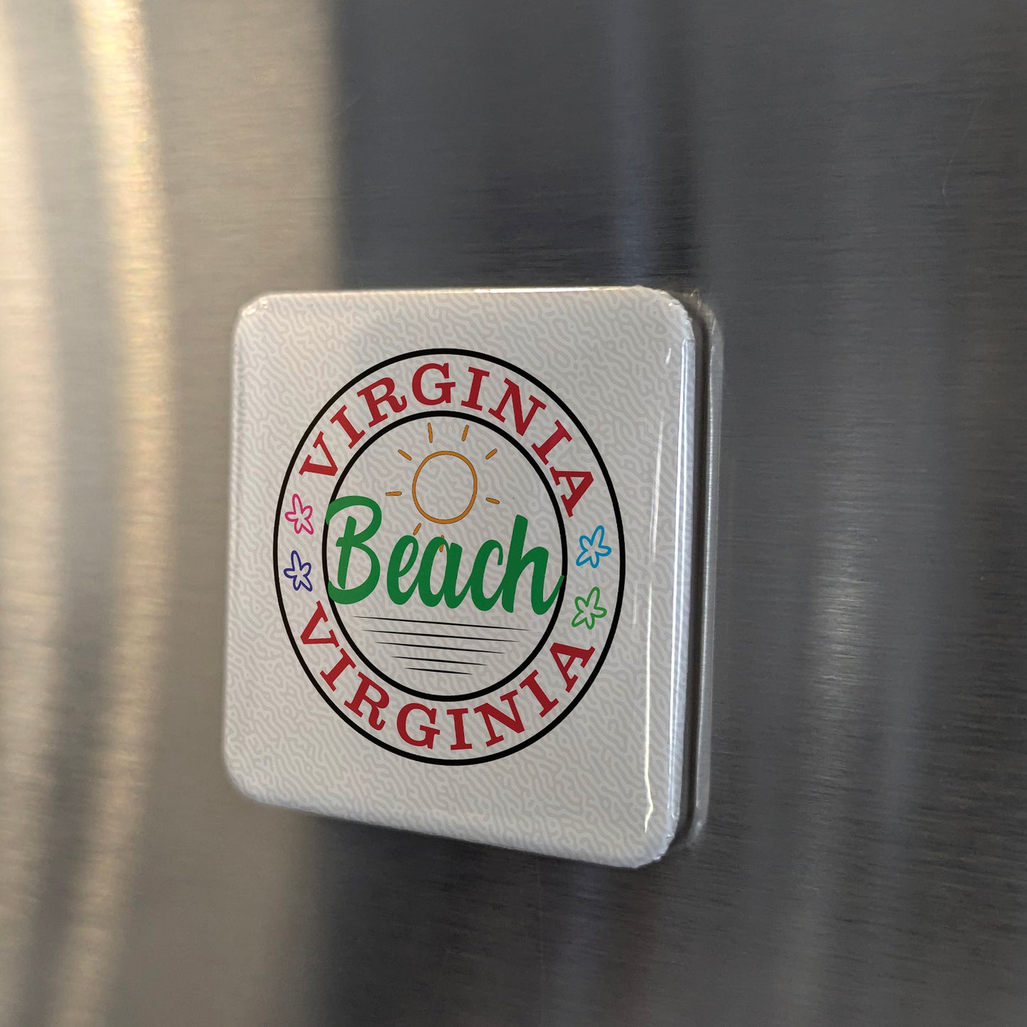 Virginia Beach Virginia Magnet | Sunny Boardwalk Town | 2×2 | Made in Canada - PhiloPerse