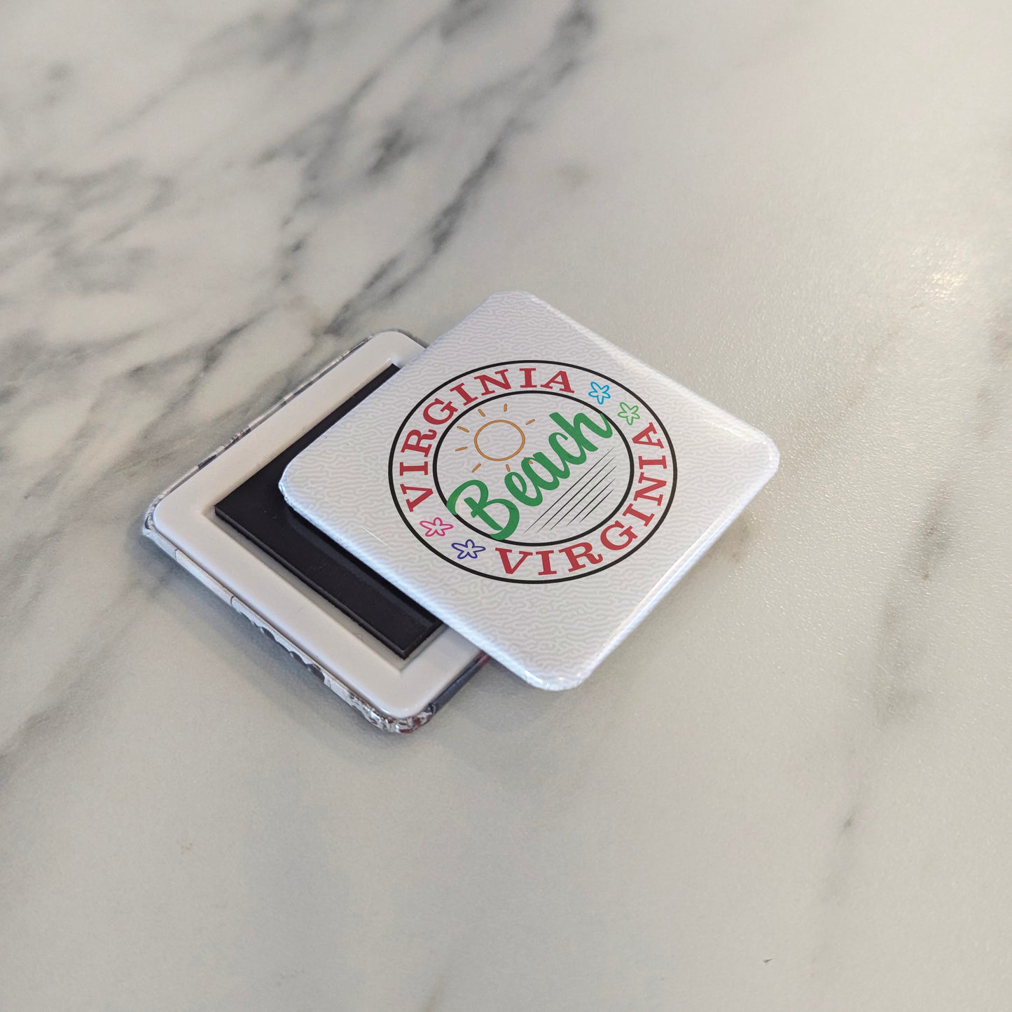 Virginia Beach Virginia Magnet | Sunny Boardwalk Town | 2×2 | Made in Canada - PhiloPerse