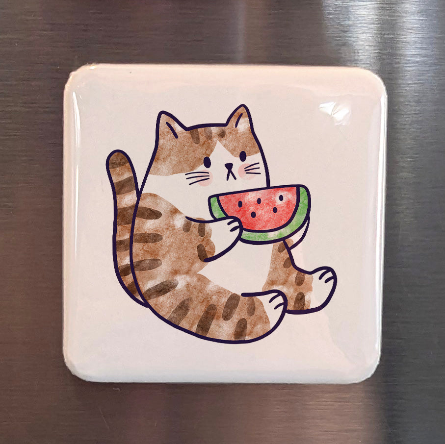 Watermelon Cat Magnet | A Slice of Happiness | 2×2 | Made in Canada - PhiloPerse