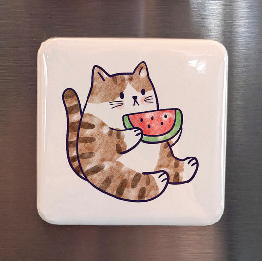 Watermelon Cat Magnet | A Slice of Happiness | 2×2 | Made in Canada - PhiloPerse