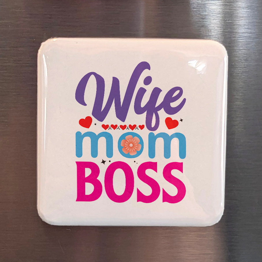 Wife Mom Boss Magnet | 2x2 | Made in Canada - PhiloPerse